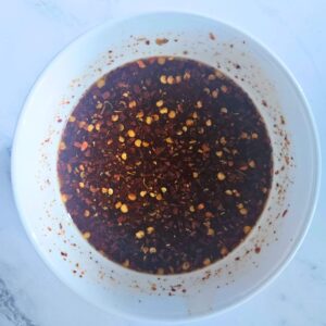 Mongolian beef stir fry sauce prepped in a bowl.