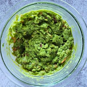 Guacamole after mixing ingredients. 