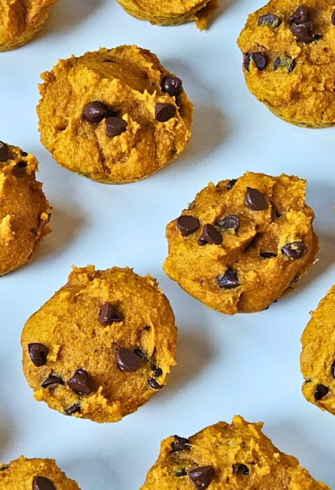 Protein Pumpkin Muffins on a plate after baking.