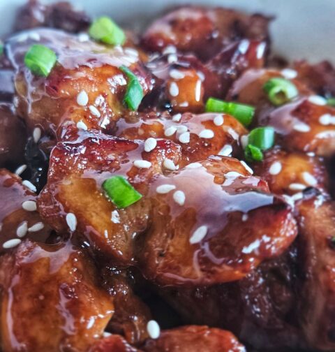 Chicken Teriyaki with homemade teriyaki glaze.