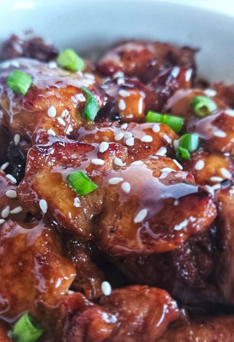 Chicken Teriyaki with homemade teriyaki glaze.