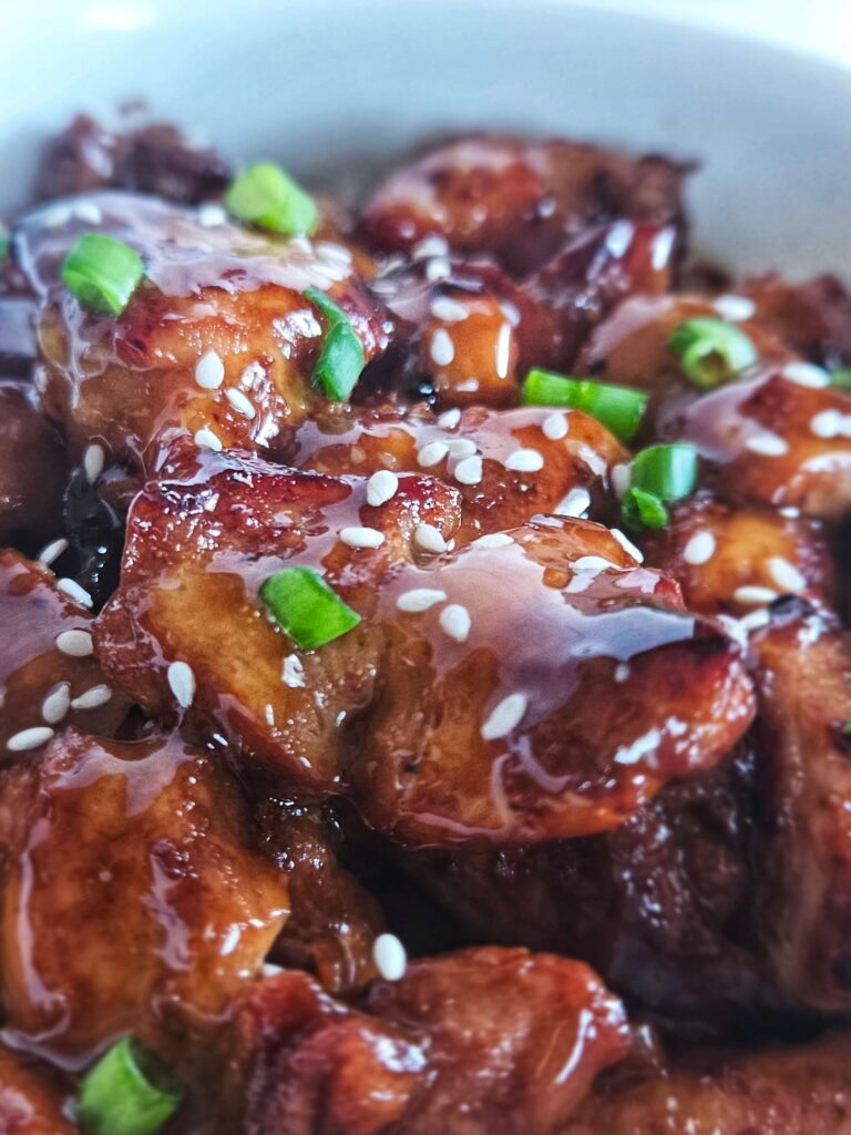 Chicken Teriyaki with homemade teriyaki glaze.