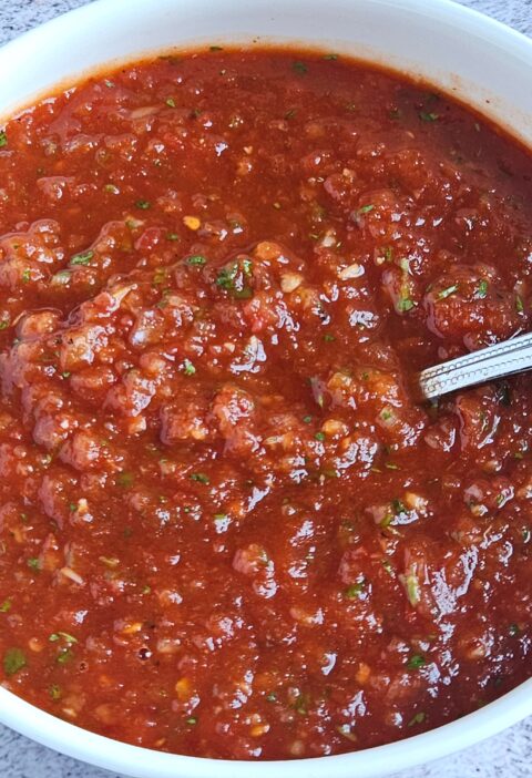 Image of chipotle tomato salsa in a bowl.