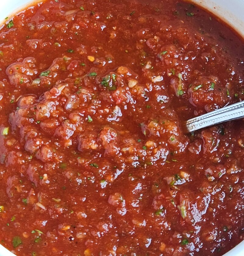 Image of chipotle tomato salsa in a bowl.